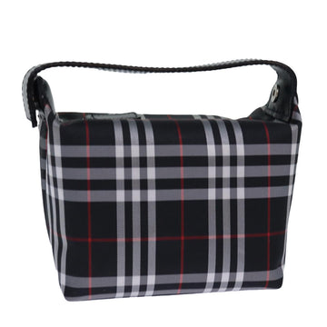 Burberry Nova Check Hand Bag Nylon Silver Black Auth bs16532