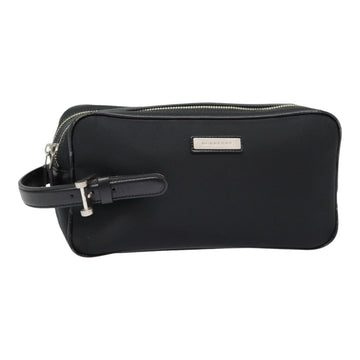 Burberry Second Bag Nylon Leather Black Silver Auth bs16972