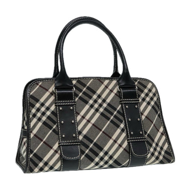 Burberry Nova Check Blue Label Hand Bag Canvas Leather Beige Silver Auth bs17027