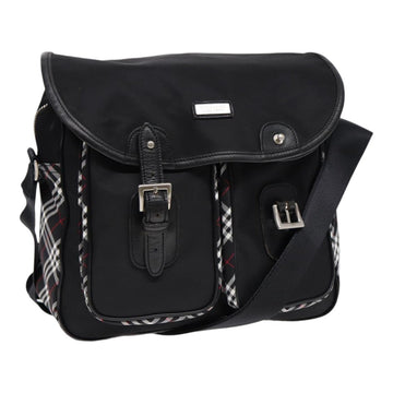 Burberry Nova Check Black label Shoulder Bag Nylon Black Silver Auth bs17031