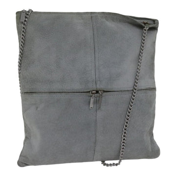 Top Quality Chanel Chain Shoulder Bag Suede Gray Silver CC Auth bs17158