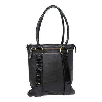 Burberry Shoulder Bag Leather Black Gold Auth bs17314