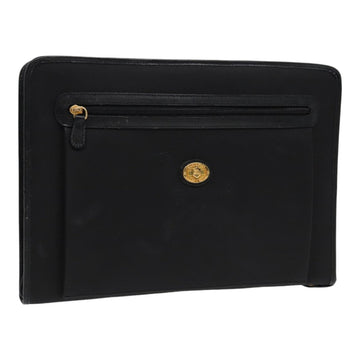 BurberrySs Clutch Bag PVC Black Gold Auth bs17440