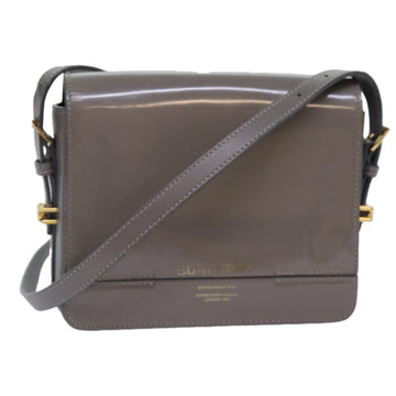 Burberry Shoulder Bag  leather Gray Gold Auth bs17639