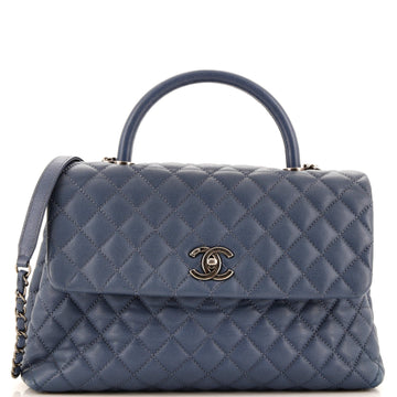 CHANEL Coco Top Handle Bag Quilted Caviar Medium