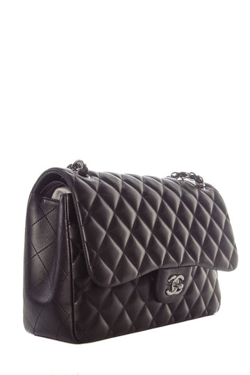 Chanel Black Jumbo Leather Double SHW  Handbag