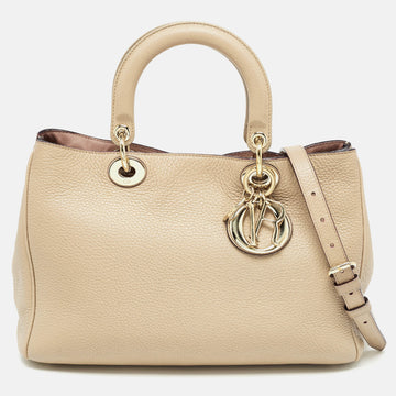 Beige Leather Medium Diorissimo Shopper Tote
