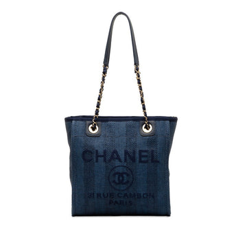 Top Quality Chanel Leather/denim Doverville PM Shoulder Bag Navy Leather/canvas Leather  Chanel