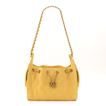 Suede Quilted Mini Chanel 25 Handbag Yellow