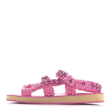 Tweed Chain Sandals 38.5 Pink