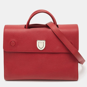 Red Leather Large Diorever Top Handle Bag