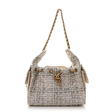 Tweed Quilted Small Chanel 25 Handbag Ecru Khaki Gold Red