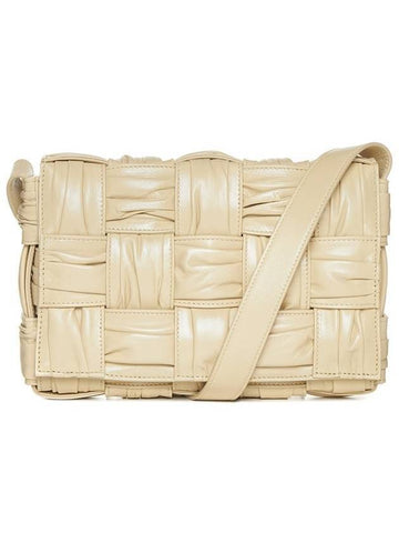 Luxury Bottega Veneta Cassette Intrecciato Leather Cross Bag Porridge
