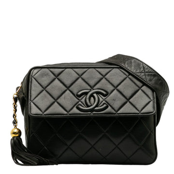 Top Quality Chanel Vintage Tassel Flap Shoulder Bag in Leather Black