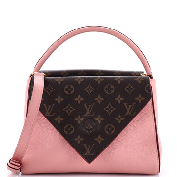 Double V Handbag Leather with Monogram Canvas