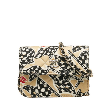 Top Quality Chanel Checker Flag Year-End  Mini Chain houlder Bag Beige Multicolor Leather/canvas  CHANEL