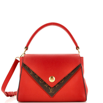 Double V Handbag Leather with Monogram Canvas