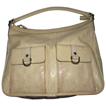 Gucci Abbey Vintage Yellow Large G Logo Print  Leather Hobo Bag