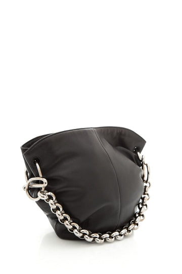 Loewe Black Logo Chain Handle Leather Handbag