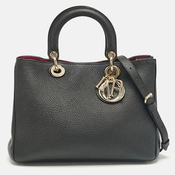 Black Leather Medium Diorissimo Shopper Tote
