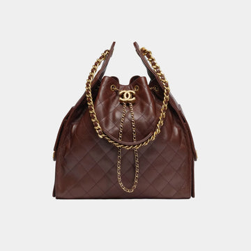 Chanel 25 Medium Handbag Grained Calfskin And Gold-Tone Metal Dark Brown