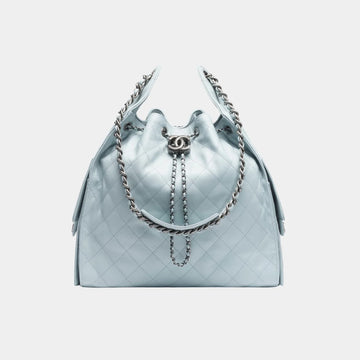 Chanel 25 Medium Handbag Grained Calfskin & Ruthenium-Finish Metal