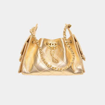 25 Mini Handbag Metallic Grained Calfskin & Gold Metal