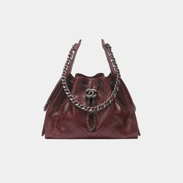 Chanel 25 Small Handbag Grained Calfskin & Ruthenium Finish Metal