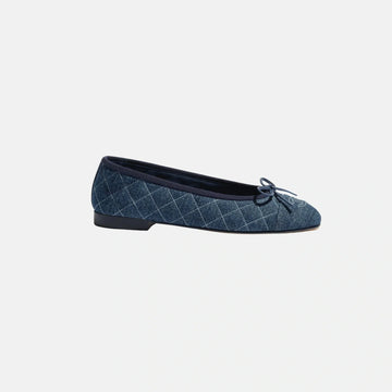 Ballet Flats in Tweed and Fabric Denim