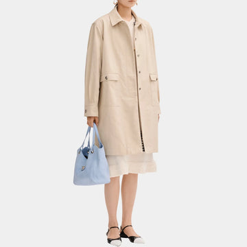 Beige Coat in Gabardine