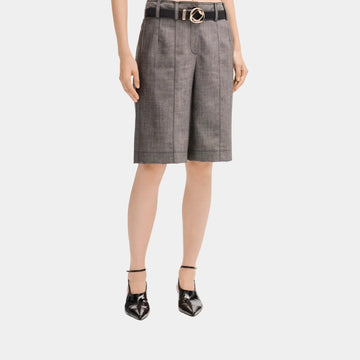 Bermuda Shorts in Grey Wool Canvas