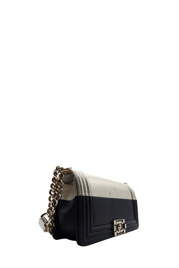 Bicolour Medium Boy Flap Bag Gold, Black