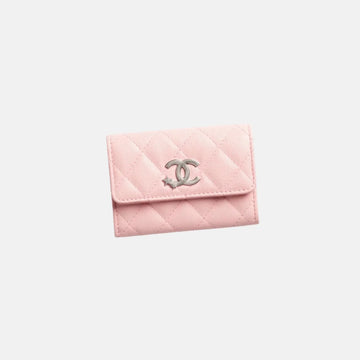 Card Holder Shiny Grained Calfskin Light Pink