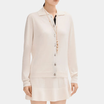Cardigan in Cotton and Cashmere Ivory