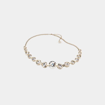 Chain belt Metal Resin & Rhinestones Gold Pearly White & Crystal