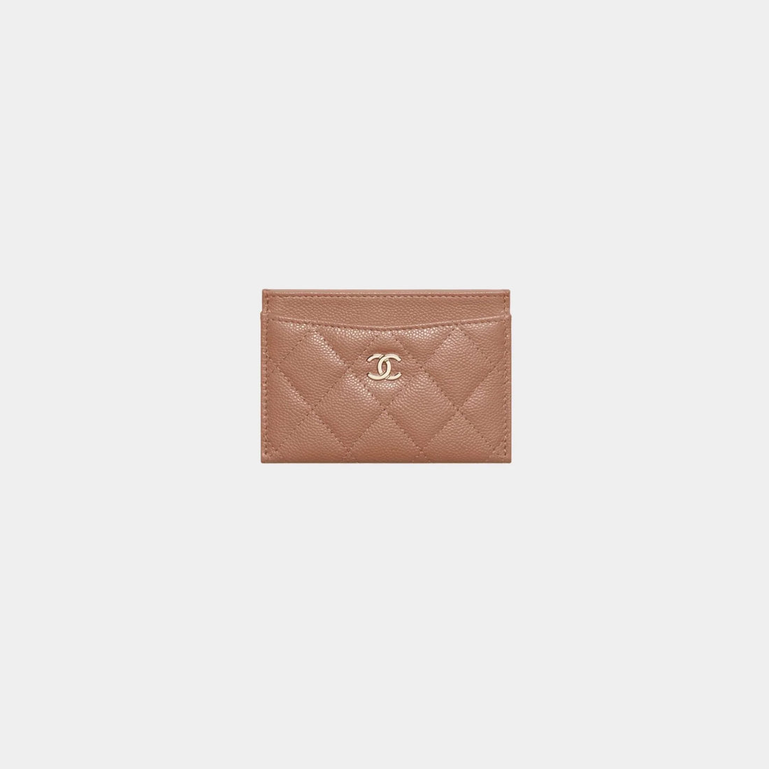 Classic Card Holder Grained Shiny Calfskin & Gold Tone Metal