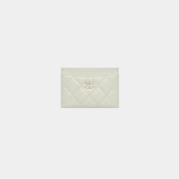 Classic Card Holder Grained Shiny Calfskin & Gold Tone Metal