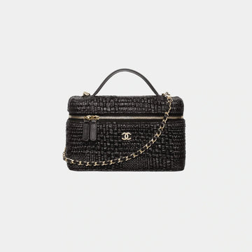 Classic Vanity With Chain Braided Raffia & Gold Tone Metal