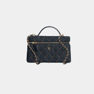 Classic Vanity With Chain Denim & Gold Metal