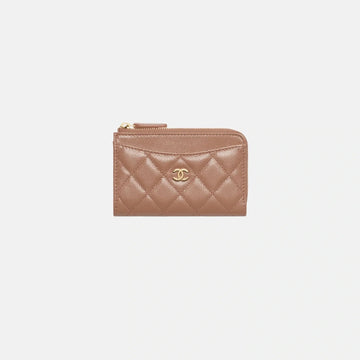 Classic Zipped Card Holder in Shiny Grained Calfskin