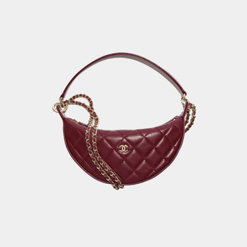 Clutch With Chain Lambskin Dark Burgundy