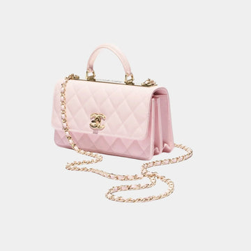 Clutch With Chain Lambskin in Light Pink