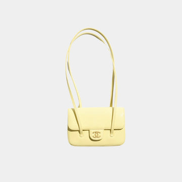 Clutch With Leather Strap Grained Shiny Calfskin & Gold Tone Metal