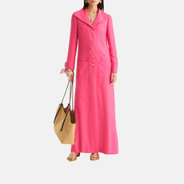 Coat in Silk Fuchsia