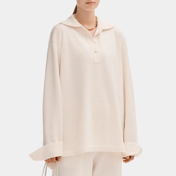 Ecru Polo in Silk and Cotton