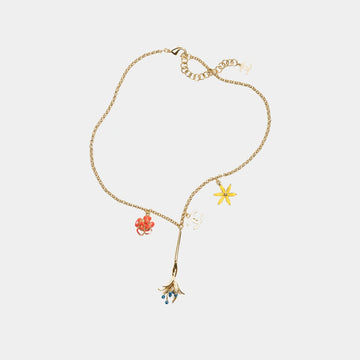 Floral Inspired Necklace in Metal & Resin