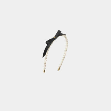 Headband Pearls Metal Satin Pearly White Gold Black