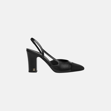 Heeled Slingbacks in Lambskin and Grosgrain
