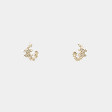 Hoop Rope Chain Earrings Metal & Diamante Gold & Crystal