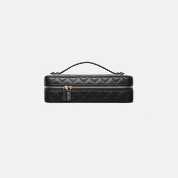 Jewellery Box in Grained Shiny Calfskin and Gold Tone Metal
